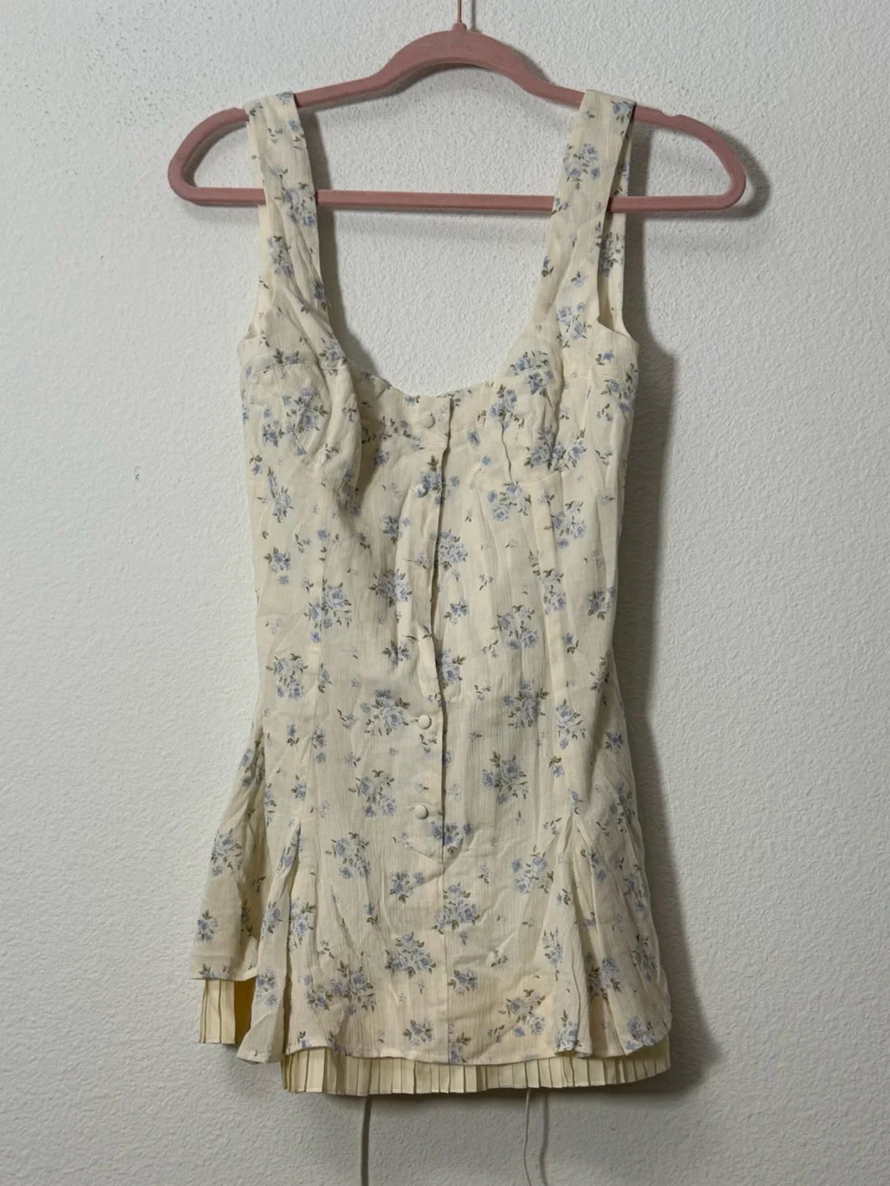 Fait Par Foutch Francesca Mini Dress Vintage Iris Floral XS Cottagecore NWT
